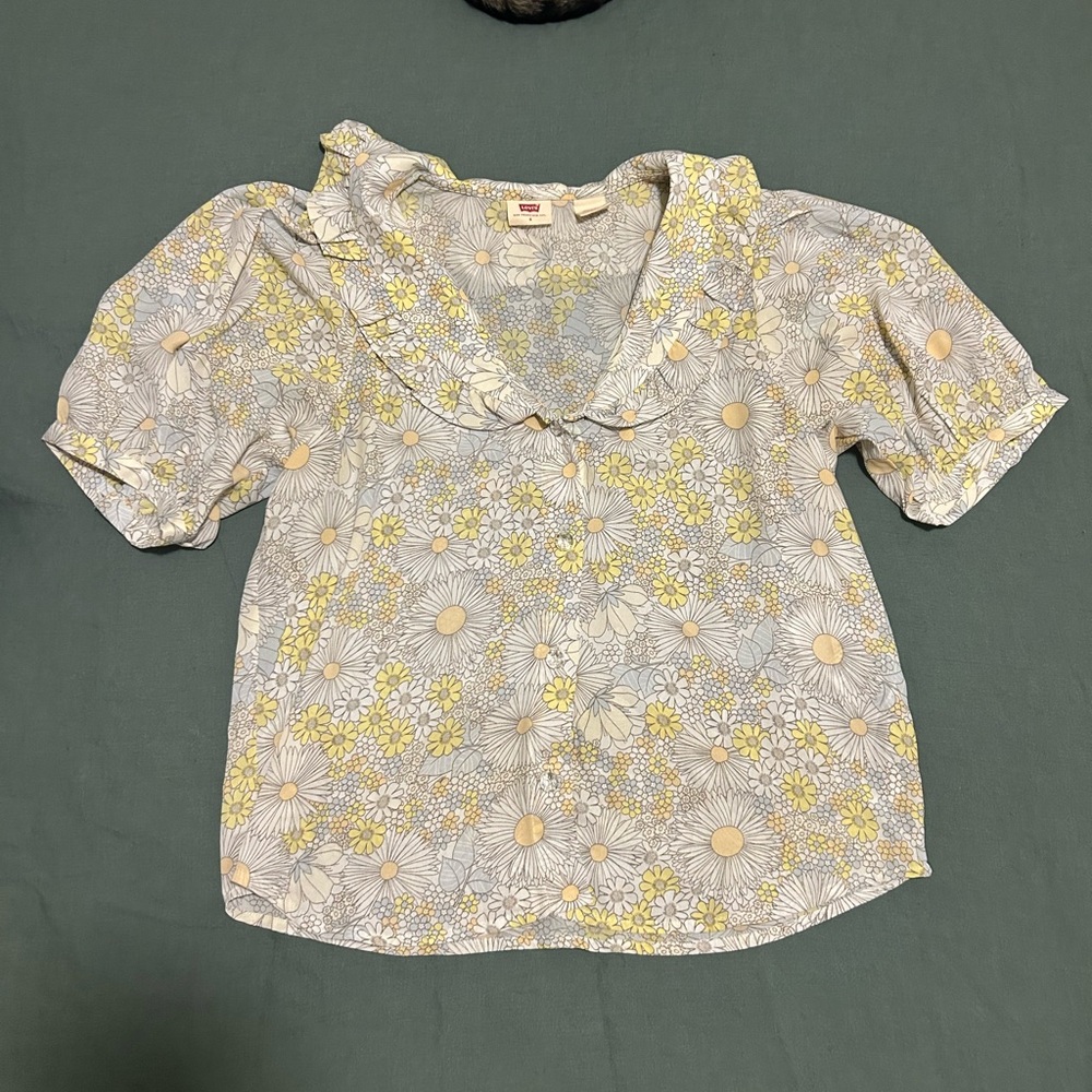 Levi’s Floral Ruffle Collar Top - Yellow & White